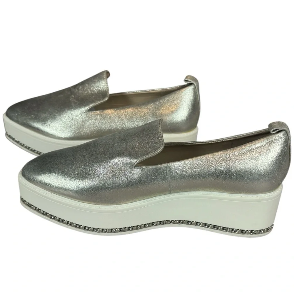 Karl Lagerfeld Paris Brea Champagne Metallic Platform Loafers Size 7.5 EUC - Picture 2 of 9